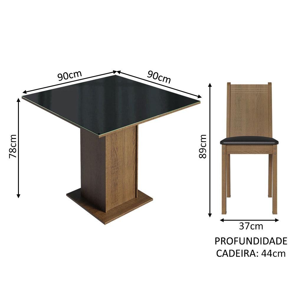 Detalhes do Conjunto Sala de Jantar Mesa Tampo de Vidro 4 Cadeiras Perla Madesa