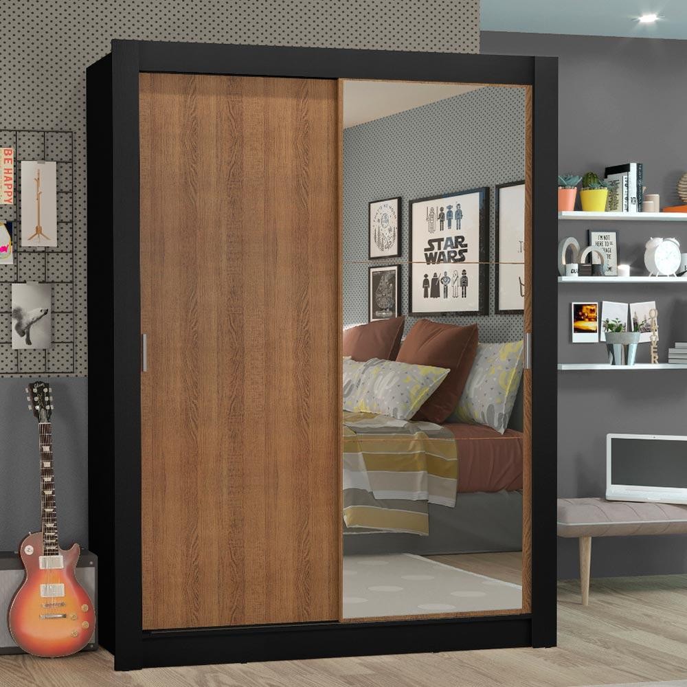 Guarda-Roupa Solteiro Madesa Denver 2 Portas de Correr com Espelho P