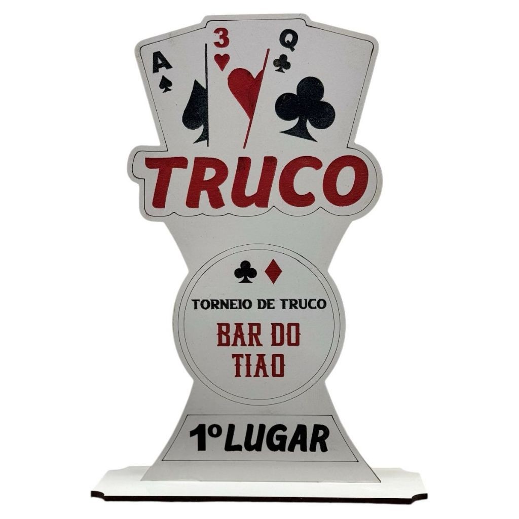 Troféu Truco Campeão Em Mdf Decoração e Premiação Competição em Oferta na Shopee