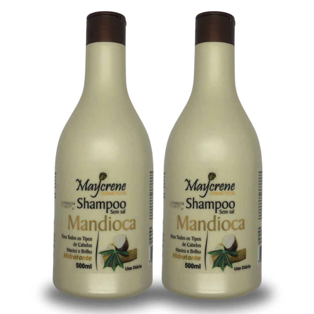 Maycrene Kit 2 Shampoo Mandioca 500ML - Cabelos Ressecados em Oferta na Shopee