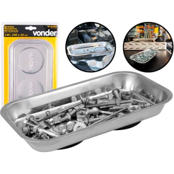 Bandeja Retangular Organizadora P/ Parafusos Pregos Ferramentas Base Magnética Inox 240mm Vonder