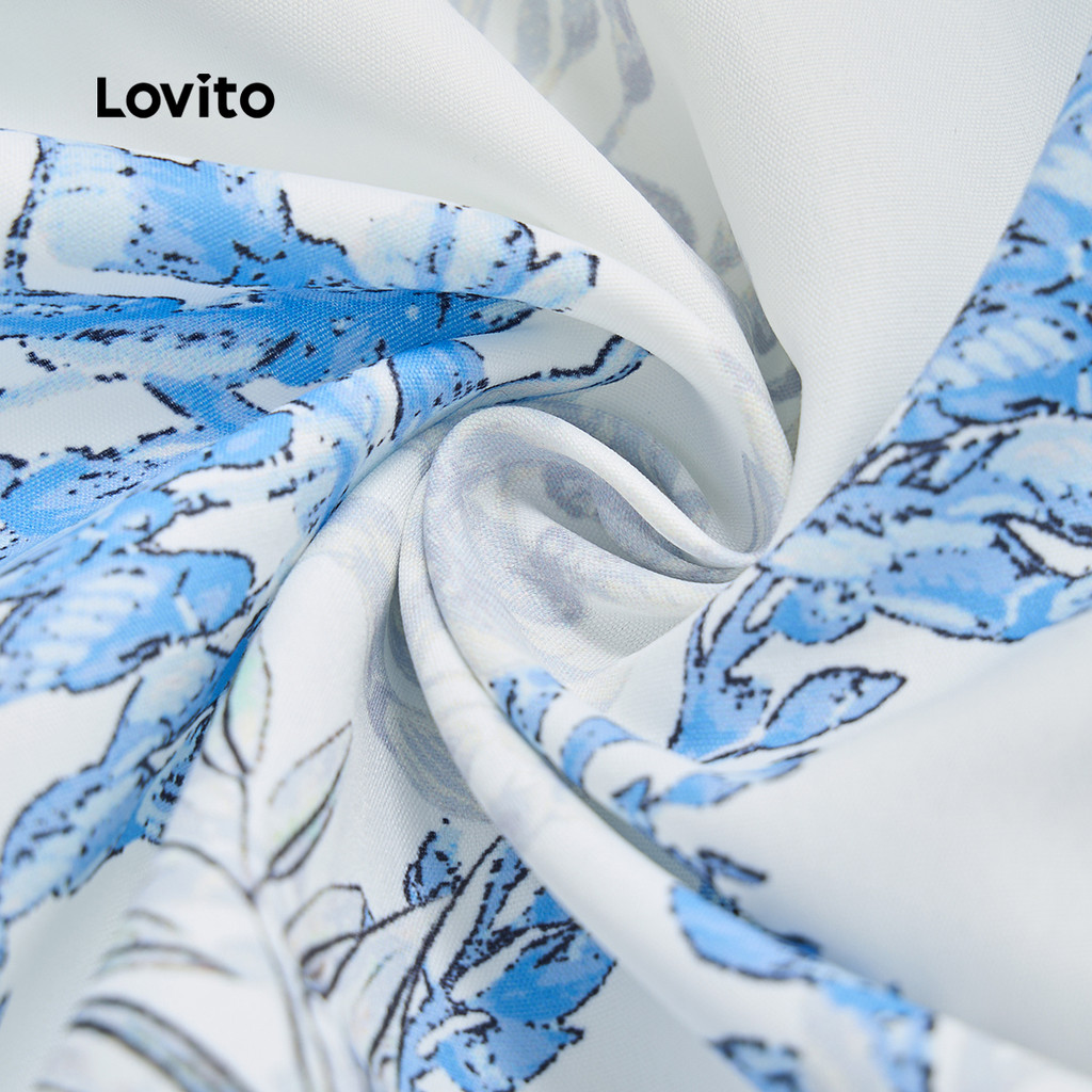 Detalhes do Lovito Vestido Feminino Boho Estampa Tribal Com Amarração Verão Primavera L128ED600