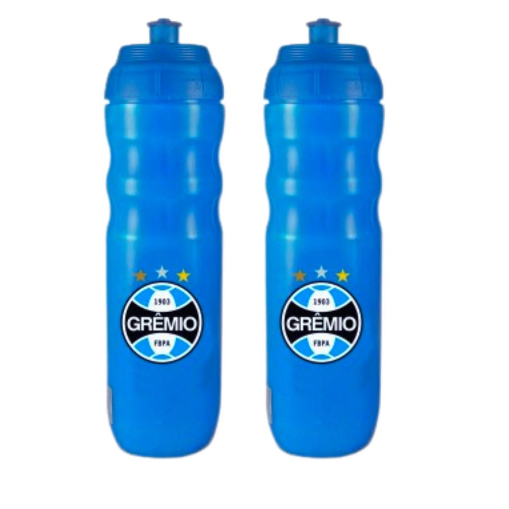 Kit 2 Squeezes Top Oficial Térmica 550ml Grêmio Garrafa Azul Água Bike Time Presente