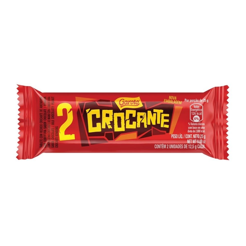 Chocolate Garoto Crocante 25g - Embalagem com 30 Unidades em Oferta na Shopee