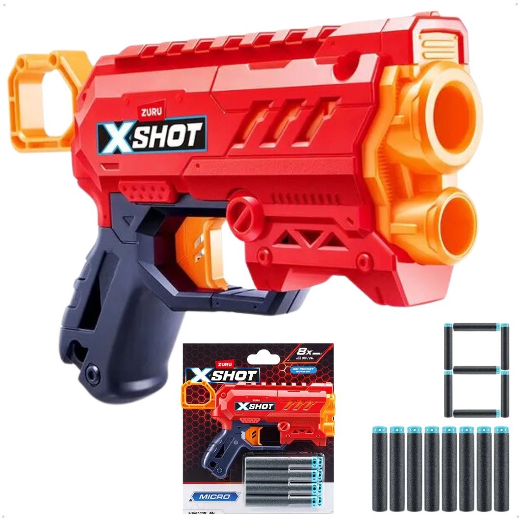 Lançador de Dardos X-Shot Red Micro 2.0 Com 8 Dardos Candide 5692