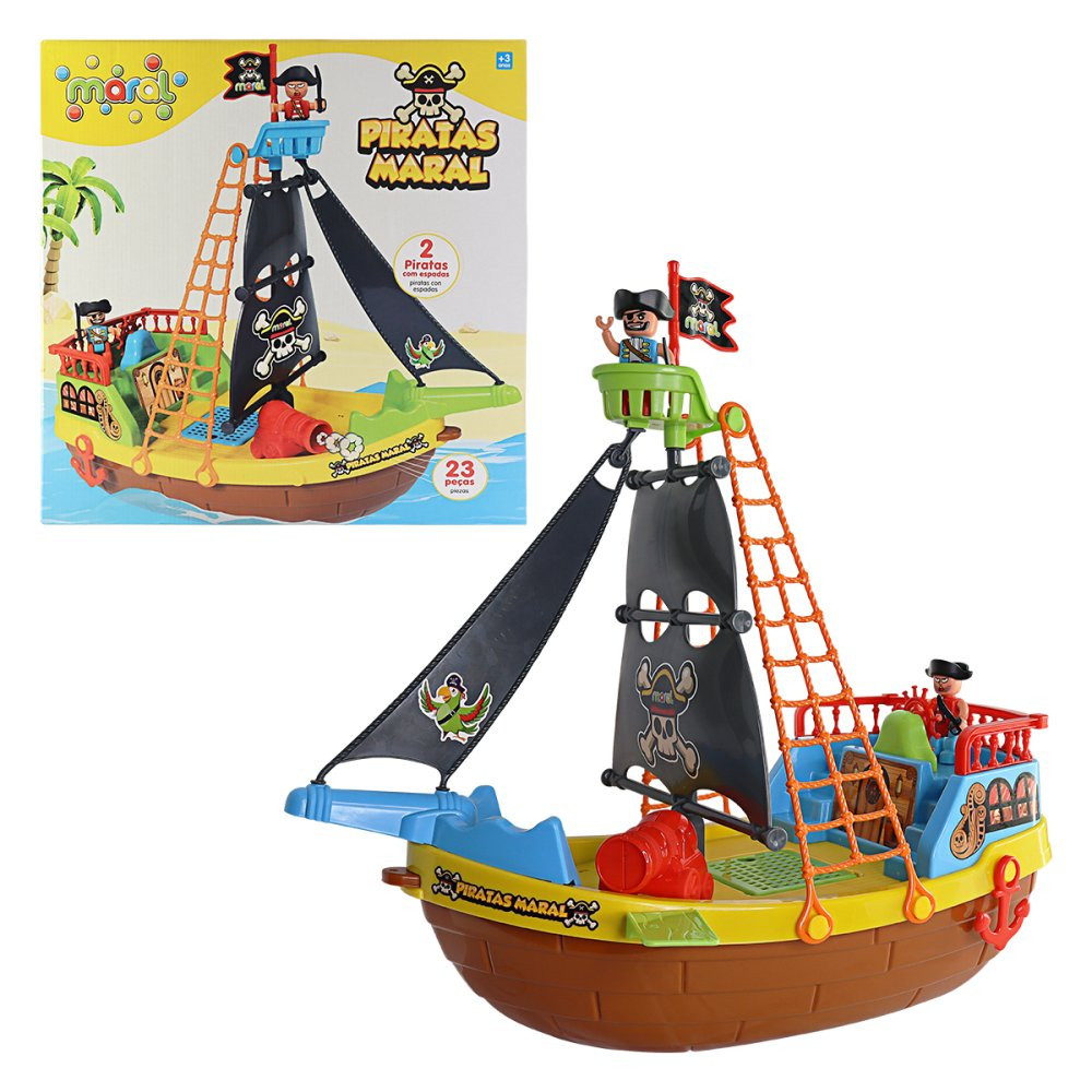 Brinquedo Barco Navio Piratas Com Rodinha Infantil Aventura Resistente Presente Criança
