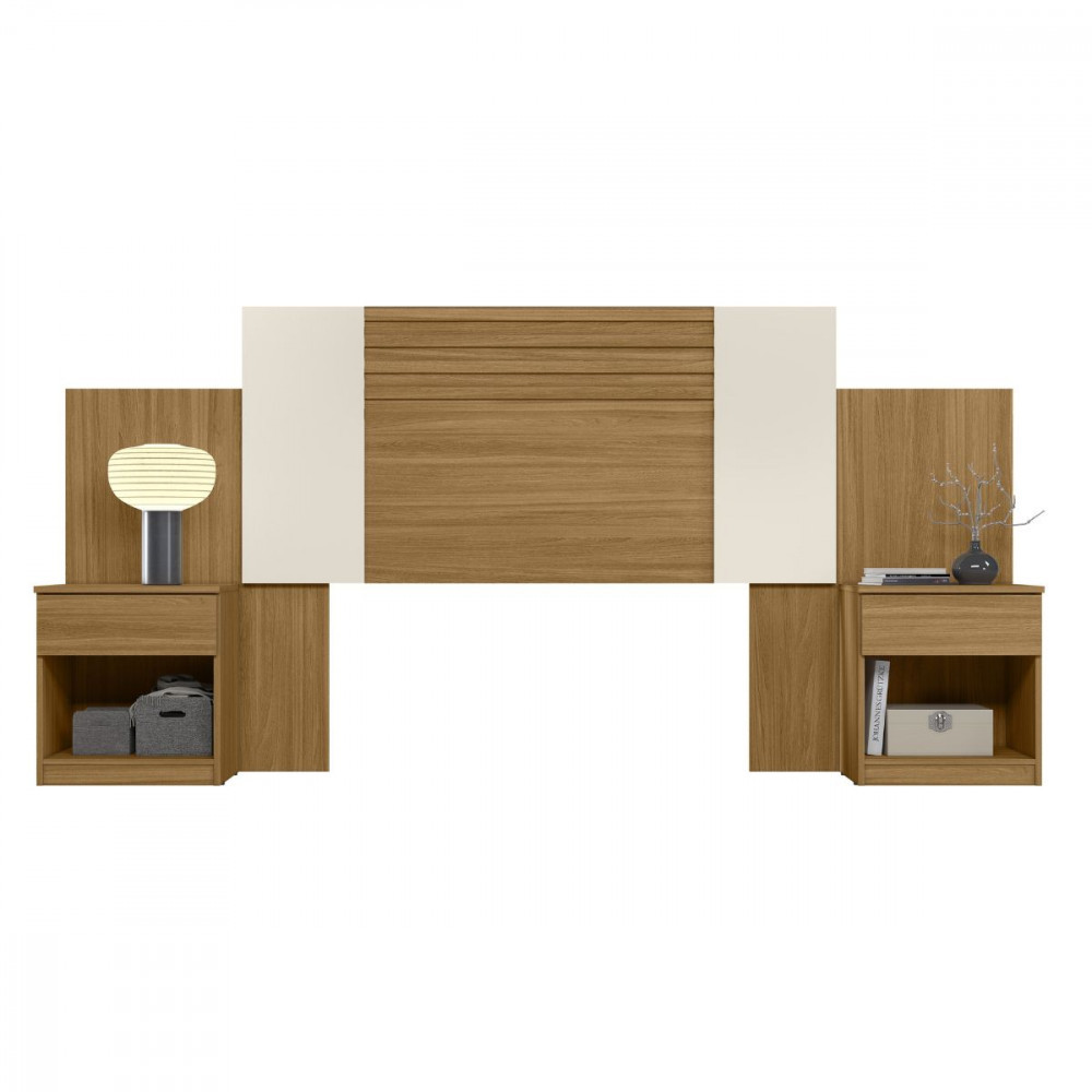 Cabeceira Moval Araguaia - acompanha 2 mesas com gaveta - Montagem Flex em Oferta na Shopee