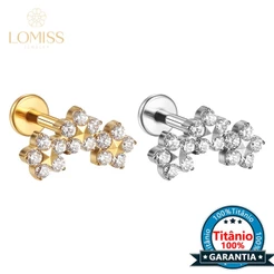 Lomiss Piercing Helix Conch Labret Titânio Flores Zircônia Cravejada