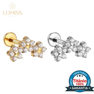 Lomiss Piercing Helix Conch Labret Titânio Flores Zircônia Cravejada em Oferta na Shopee
