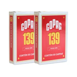 Kit 2 Baralho Cartas Cacheta 139 Profissional Vermelho Copag
