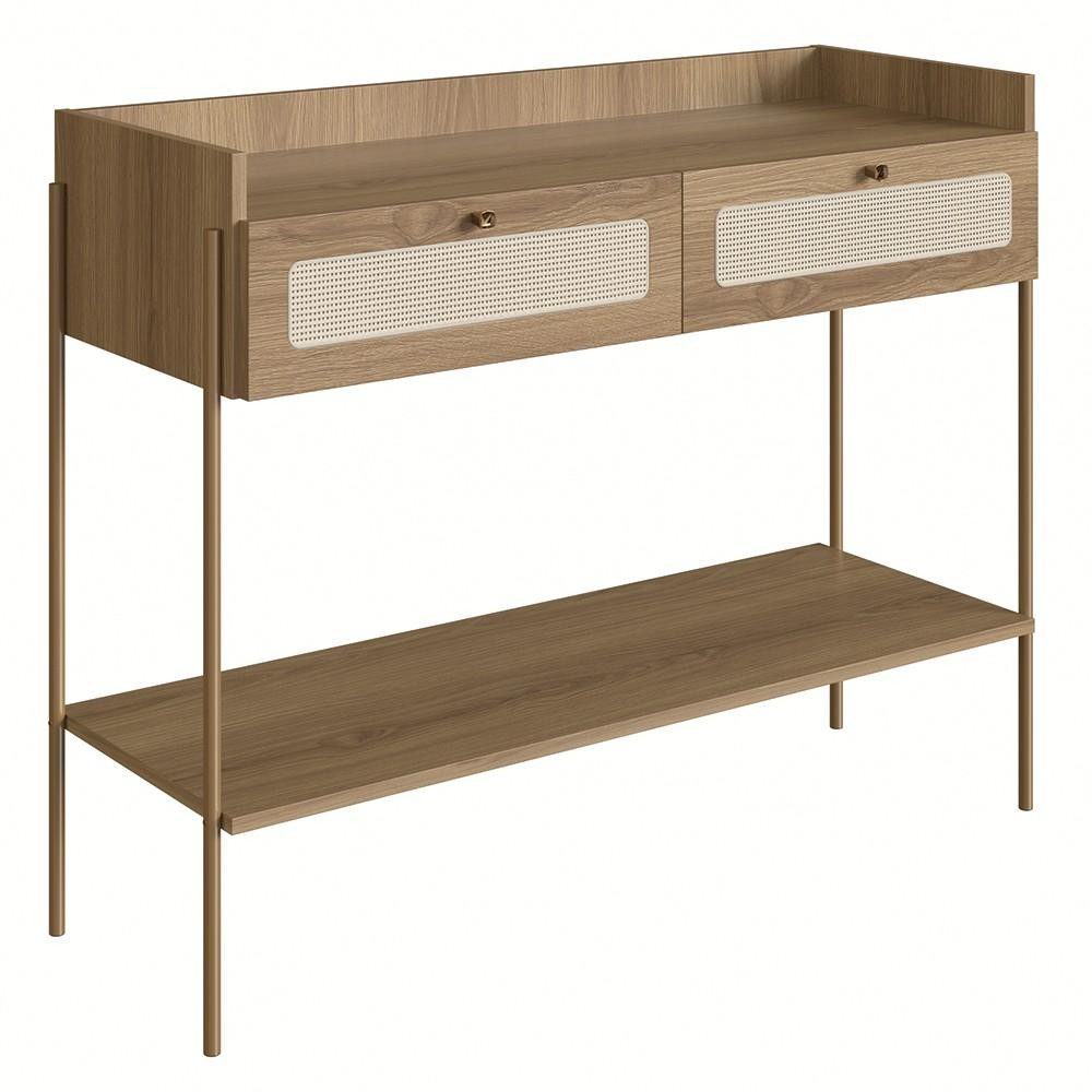 Aparador Para Sala 2 Gavetas Pé Metal Arlo A10 Hanover/Dourado - Mpozenato em Oferta na Shopee