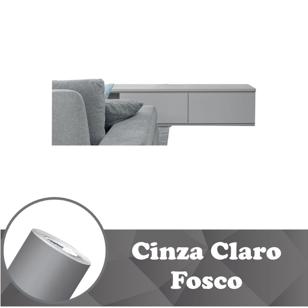 Vinil Adesivo Tipo Contact Lavável  14m x 50cm Cinza Claro envelopamento móveis; Envelopamento Geladeira; a prova d'agua