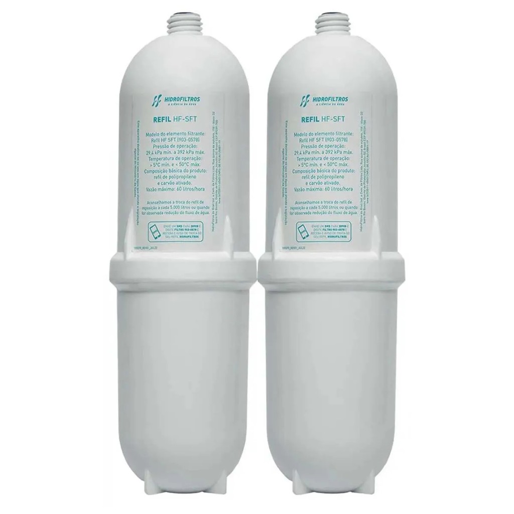 Kit 2 Refil Filtro Compatível com Purificador Soft Everest Star Slim Fit Plus Hidrofiltros 903-0578