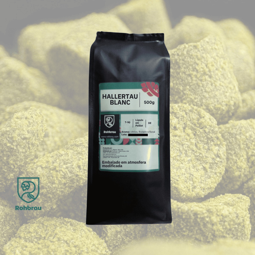 Lúpulo Hallertau Blanc em Pellet T90 - 500g Emb. Atmosfera Modificada