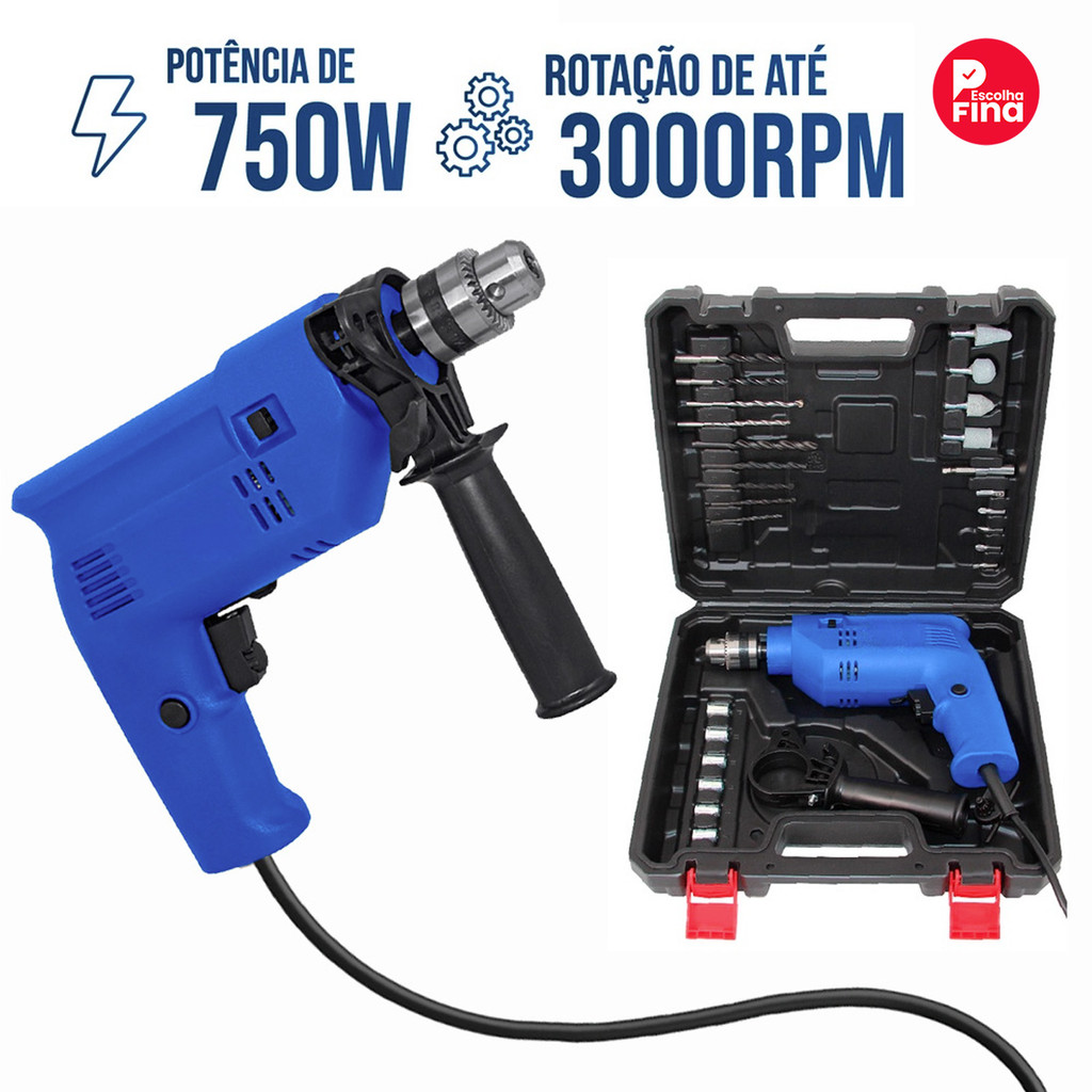 Furadeira Elétrica de Impacto Parafusadeira Acessórios para Reparos e Construção