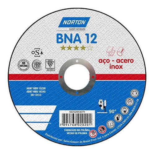Disco Corte 7'' X 1/16'' X 7/8'' 2T BNA 12 - Norton