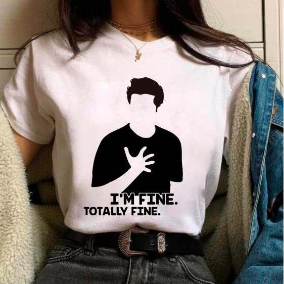 Camiseta Masculina Blusa Feminina Friends Ross I'm Fine Meme Premium Lançamento Algodão 30.1