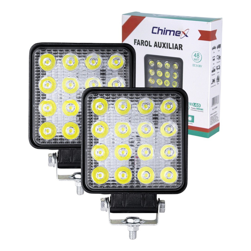 Kit 2 Farol Milha Auxiliar 16 Led Agrícola 48w Chimex