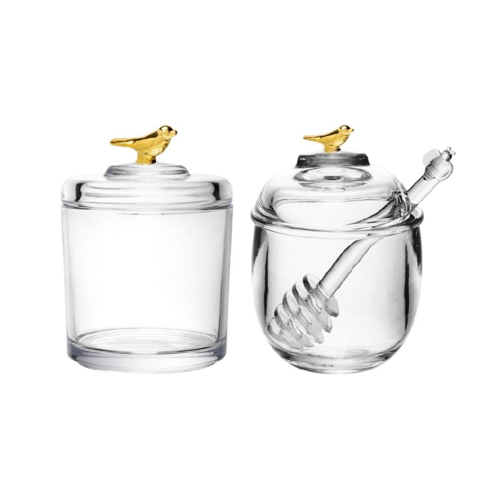 Meleira De Cristal + Pote De Cristal Armazena Remédios Nozes - Wolff
