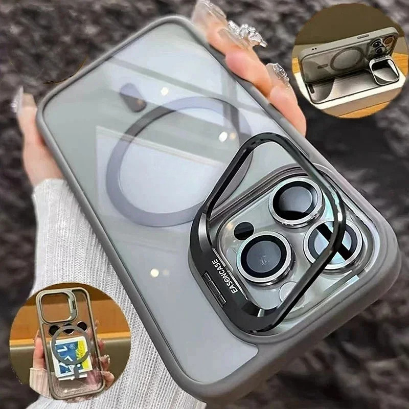Luxo Magnético Transparente Caso De Telefone Case Capa Capinha De Celular Para iPhone 11 12 13 14 15 16 17 Pro Max Plus