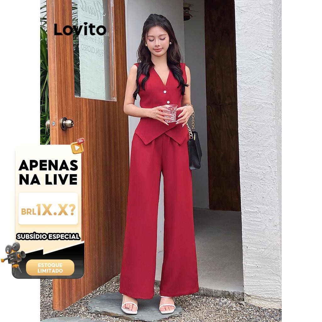 (LIVE STREAM SALE) Lovito Feminino elegante simples estrutura de ombro frio linha superior ou inferior L104ED033 - Women Clothes