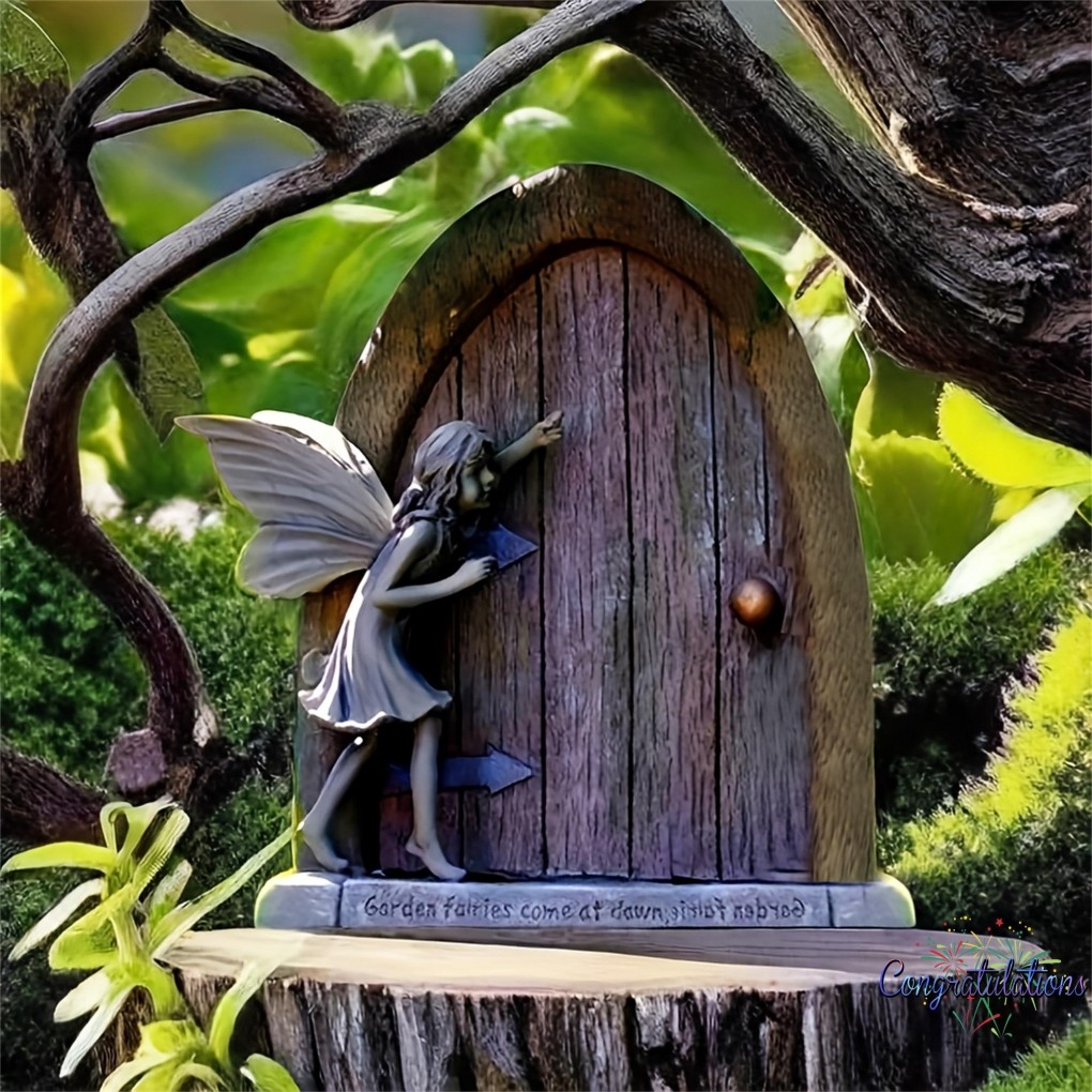Cong-Acessórios De Jardim Para Árvores , Resina Em Miniatura , Fada E Portas , Escultura De Arte De Parede , Decoração A