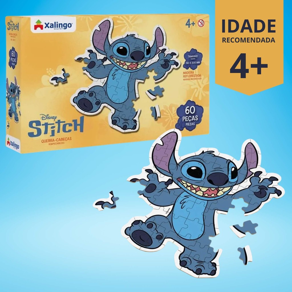Detalhes do Quebra-Cabeça Infantil Stitch 60 Peças Xalingo - 12210