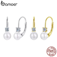 Brincos De Argola De Prata Esterlina 925 Bamoer Moissanite Joias De Pérolas Presentes Para Mulheres