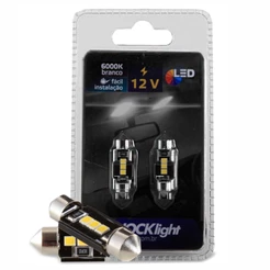 Par Lampada Led Torpedo 36mm 6000k 12v Branco Frio Luz Teto