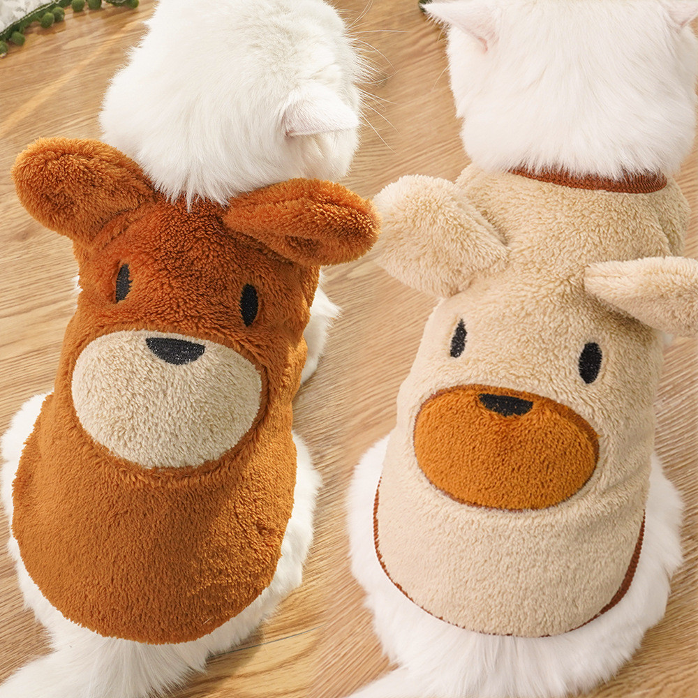 Roupas De Cachorro De Urso Fofo Outono E Inverno Gato Roupa De Pelúcia Para Animais De Estimação