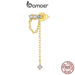 Bamoer 925 Prata Esterlina 1 Peça De Brinco Ouro Borla Joias Presente Feminino