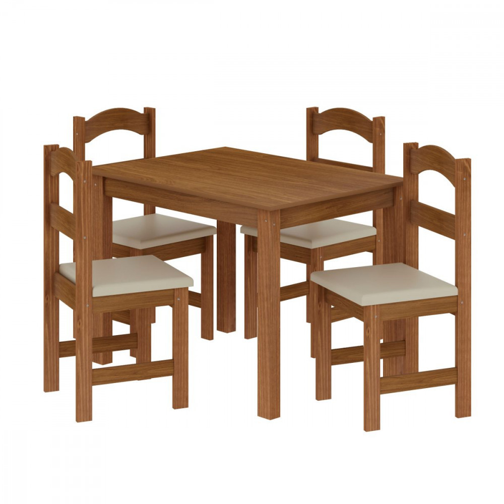 Mesa com 4 Cadeiras Pés Madeira Praiana Arauna em Oferta na Shopee