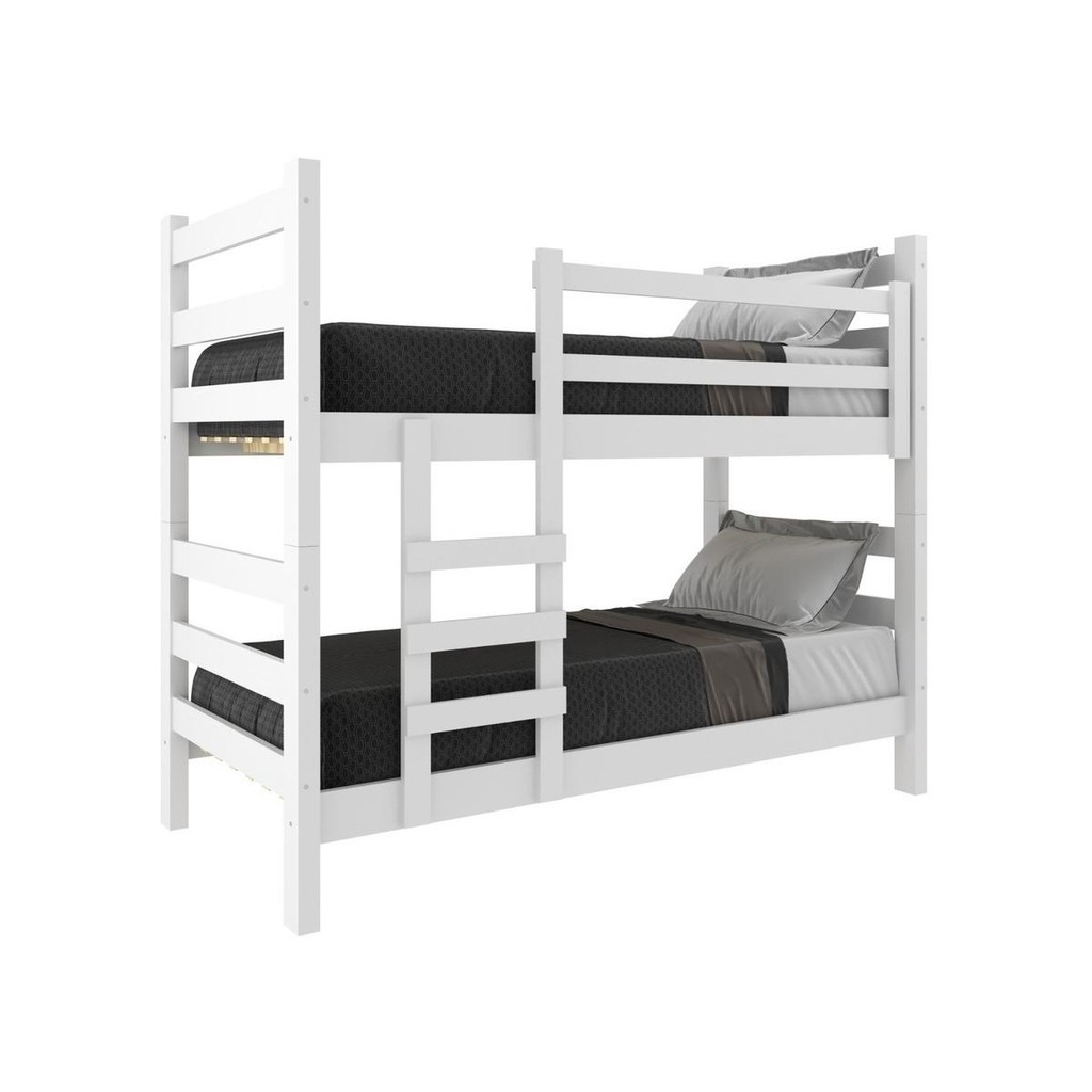 Beliche Madeira Maciça - vira 2 Camas - para Colchão 78/88 x 188cm Dubai Multimóveis CR4137 Branco
