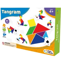 JOGO TANGRAM PAIS E FILHOS RACIOCÍNIO LÓGICO BRINQUEDO MONTAR CRIANÇAS PEÇAS DESAFIOS CARTAS MESA &