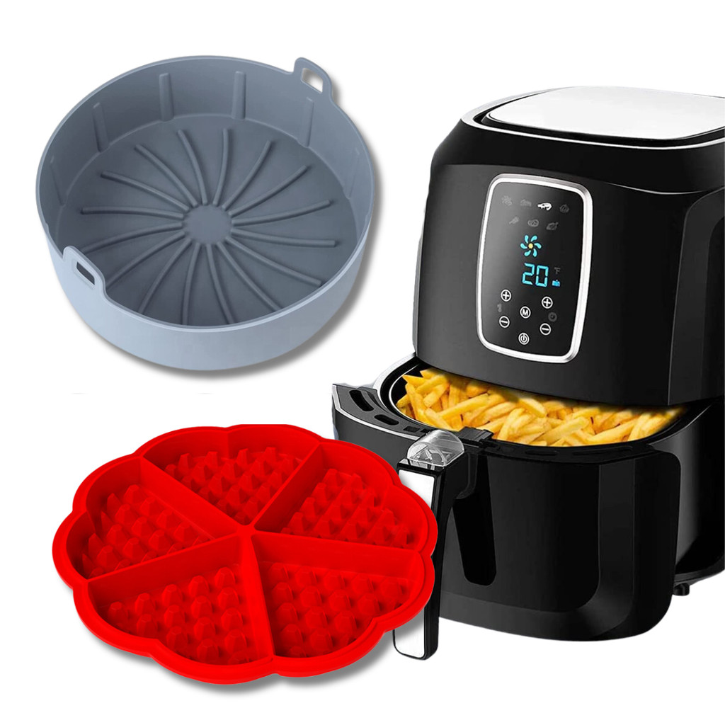 Kit 2 Forma De Silicone Para Air Fryer Forno Microondas Fritadeira Assadeira Reutilizável Antiaderente Flexível
