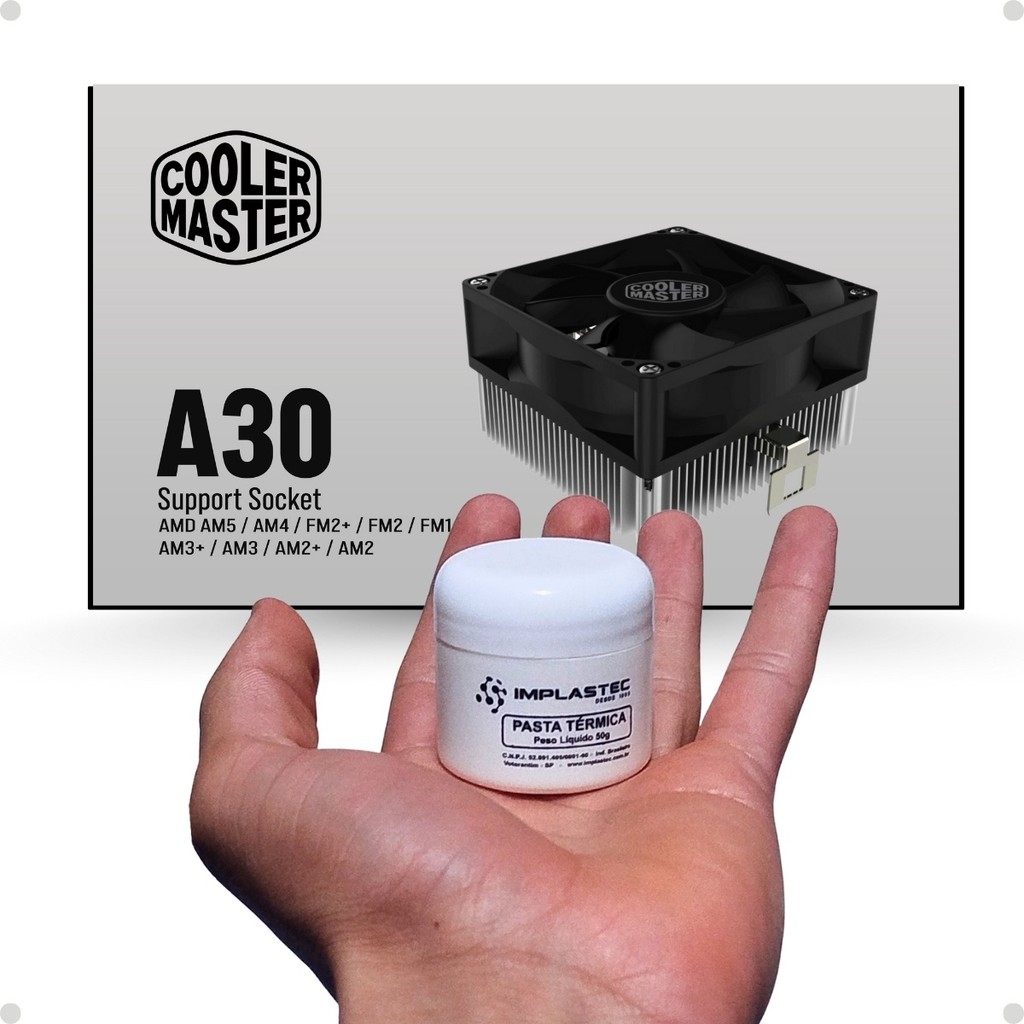 Cooler para Processador AirFlow AMD A30 CoolerMaster + Pasta Térmica Branca 50g