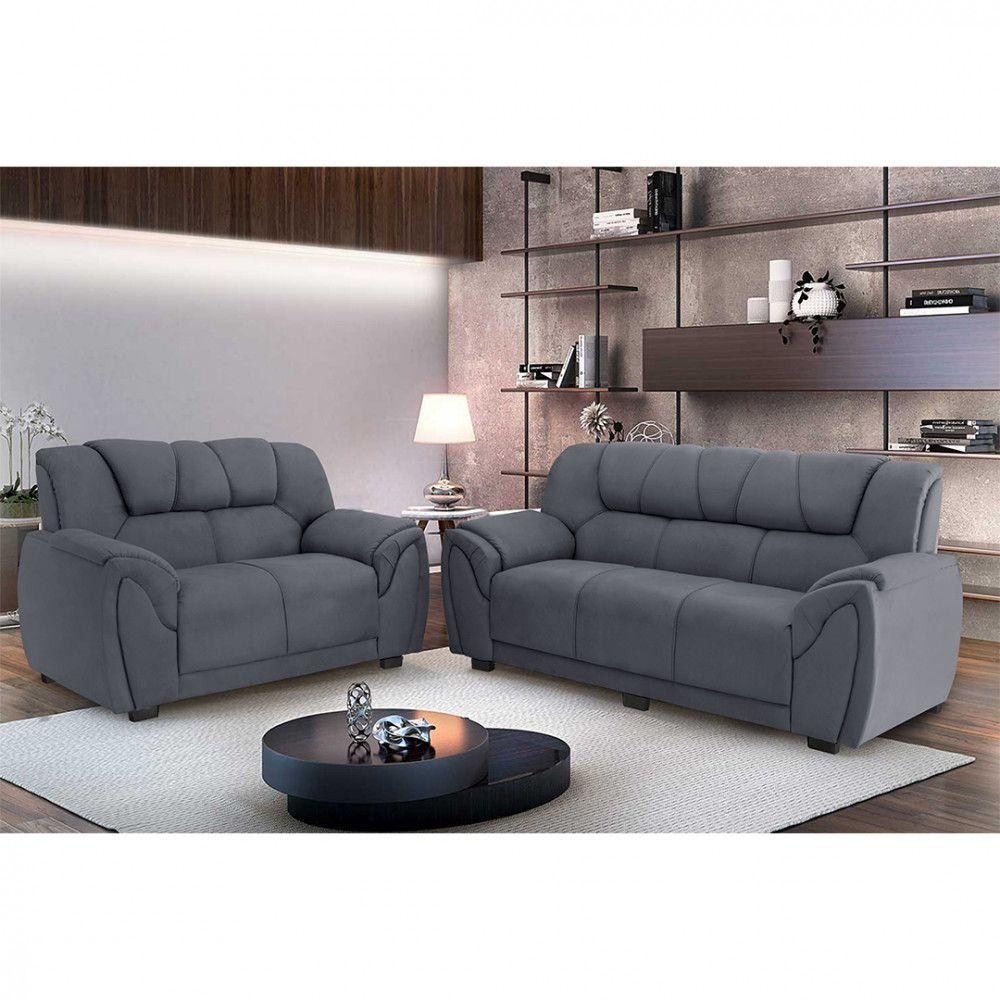 Sofa Parana Moscou 3 E 2 Lugares Cinza em Oferta na Shopee