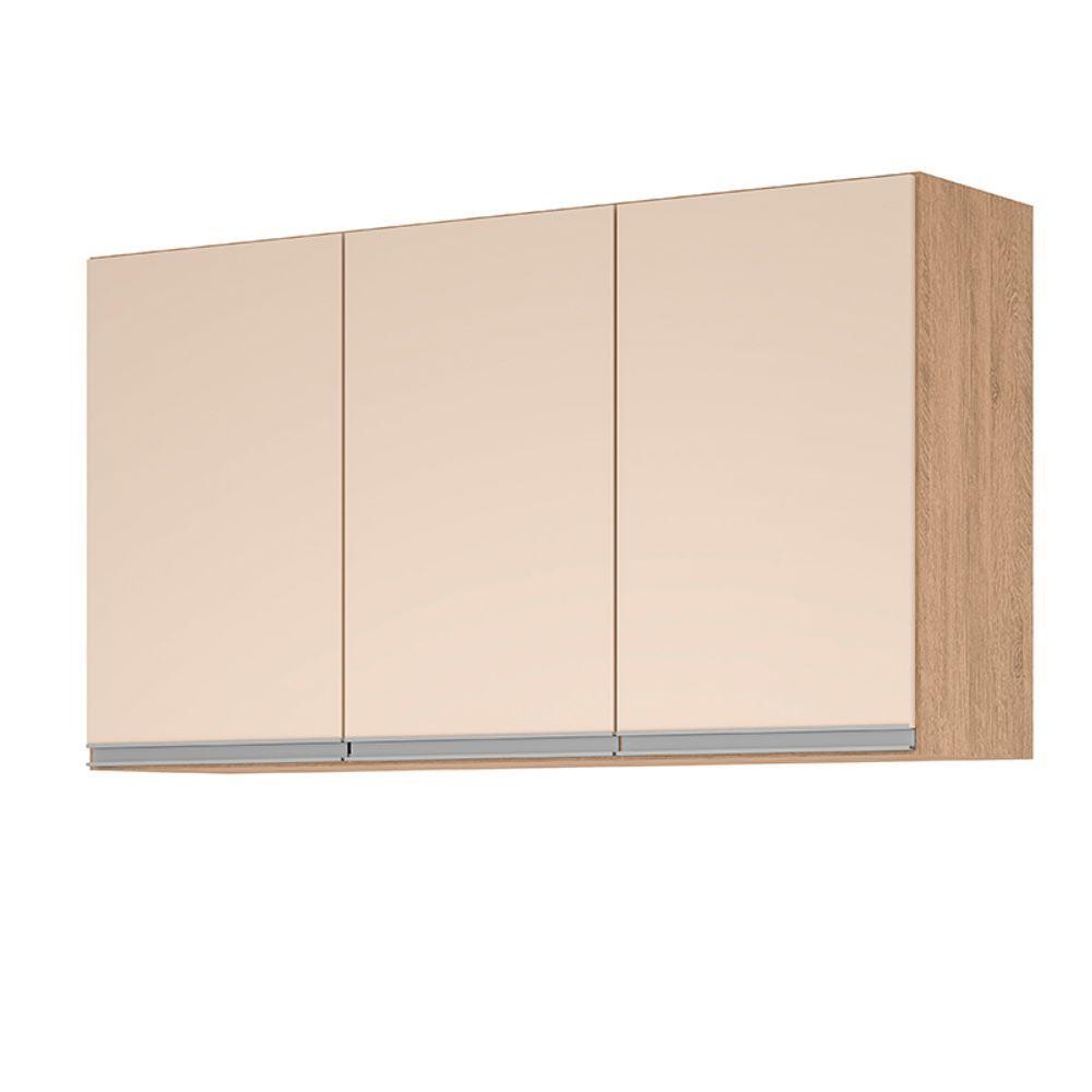 Armario Aereo 3 Portas Milla Amendoa Off White - Home & Living