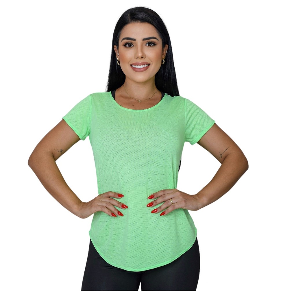 Camiseta Dry Fit Baby Look Feminina 100% Poliamida Academia em Oferta na Shopee