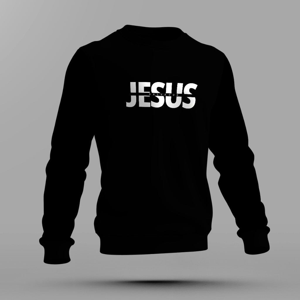 Moleton Gola Redonda " Jesus Salvador " Flanelado Super Confortavel Tecido Premium em Oferta na Shopee