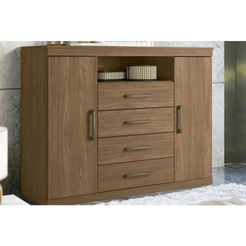 Cômoda de Quarto Master c/ 2 Portas 1 Nicho e 4 Gavetas Jatoba/Atacama - Santos Andirá