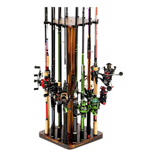 Suporte Vara De Pesca De Madeira 16 Varas Chão Pendurar em Oferta na Shopee