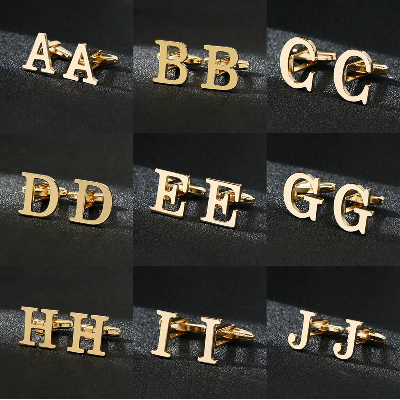 1 Par De Abotoaduras Masculinas Suaves Com Letras Criativas De Camisa Francesa