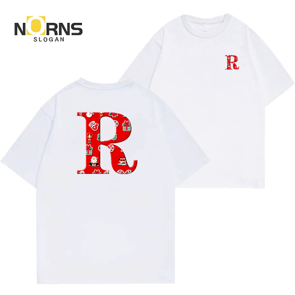 Camiseta Unissex Oversized Plus Size Feminina Masculina Vermelha  Letra R, Roupa de Natal, Unissex e Estilosa, Ideal par