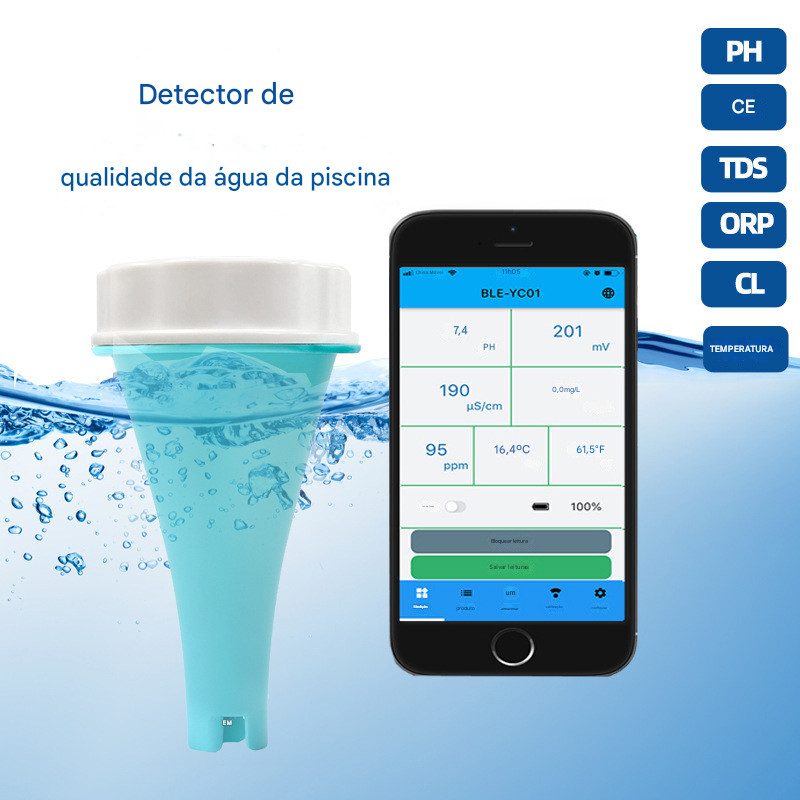 Detector de cloro residual para piscina, qualidade da água, PH/EC/TDS/ORP/analisador de detecção de flutuador de cloro r