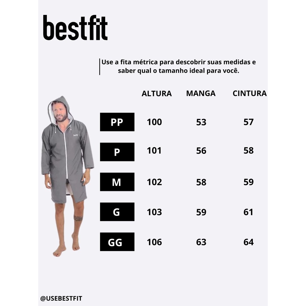 Roupão De Natação Adulto Best Fit Cinza