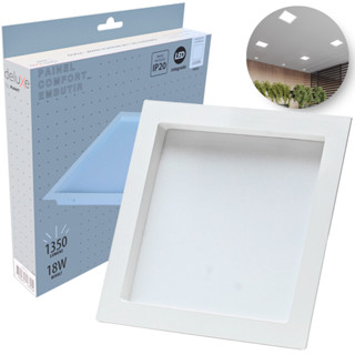 Painel Led Recuado 18w Quadrado 6500k Comfort Branco Frio 20cm 110V/220V Bivolt Branco Fosco Cód: 908061374 - Deluxe em Oferta na Shopee