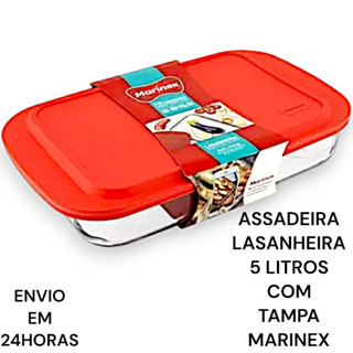 Assadeira Lasanheira de vidro com tampa 5 litros travessa Marinex em Oferta na Shopee