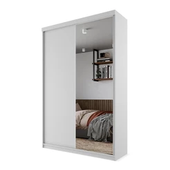 Guarda-Roupa Solteiro com 1 Espelho Geneve 2 PT 2 GV Branco