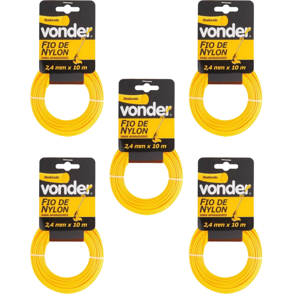 KIT 5 UNIDADES - VONDER FIO DE NYLON P/CORTADOR GRAMA  10MTS 2,4MM